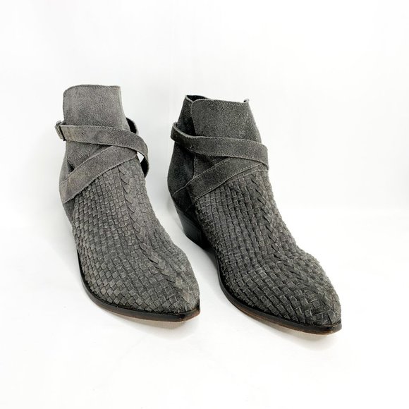 FREE PEOPLE Venture Ankle Boots Woven Suede Stone - Picture 2 of 11